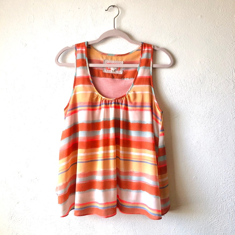 🎉 Final Price Meadow Rue orange blue tank top B12